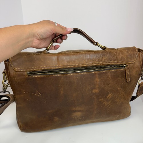 Kattee Mens Crazy Horse Brown Leather Satchel Briefcase 16" Laptop Messenger Bag - Bild 16 von 19