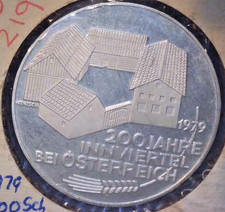 AUSTRIA 1979 100 SCHILLING INN DISTRICT SILVER COIN. PROOF ASW 0.492 oz
