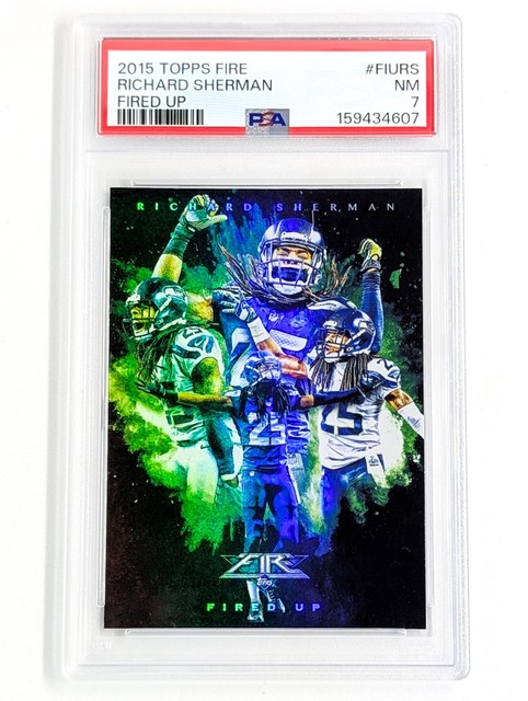 2015 Topps Fire Fired Up #FIU-RS Richard Sherman PSA 7 Seattle Seahawks SP