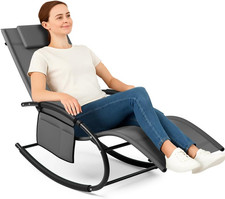 Sedia Sdraio a Dondolo Da Giardino, Lettino Prendisole Gravità Zero Con Rivestim