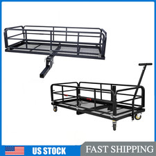 750lb Folding Trailer Hitch Mount Cargo Carrier Basket Rear Luggage Rack Camping