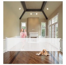 33" Tall Baby Gate for Doorway Retractable Mesh Gates 100" Wide, White