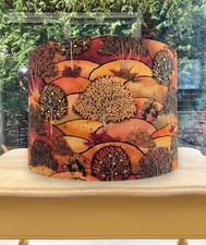 Autumn Trees Lampshade Orange Landscape Drum Light Shade Fabric Table Ceiling