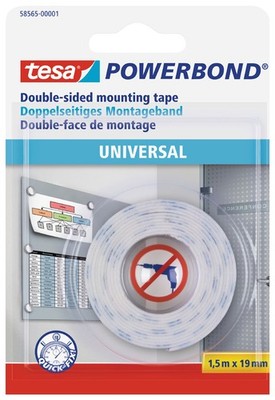 tesa Powerbond Montageband Universal 19 mm x 1,5 m weiß