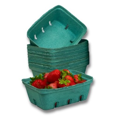 Green Molded Pulp Fiber Berry Produce 1.5 Quart Basket Container Set 12 PCS