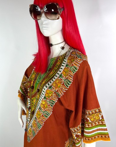 1970s vintage cotton kaftan / smock dress / 60s / Festival / Hippie / wizard slv - Picture 2 of 9