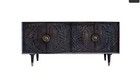 Nearly Black Ateni carved Mango wood 4 door buffet sideboard like new