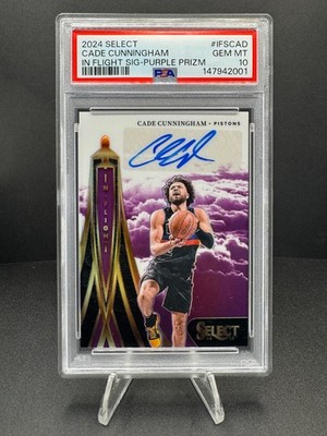 2024-25 Select Cade Cunningham In Flight Signatures Purple 02/75 PSA 10 # MATCH