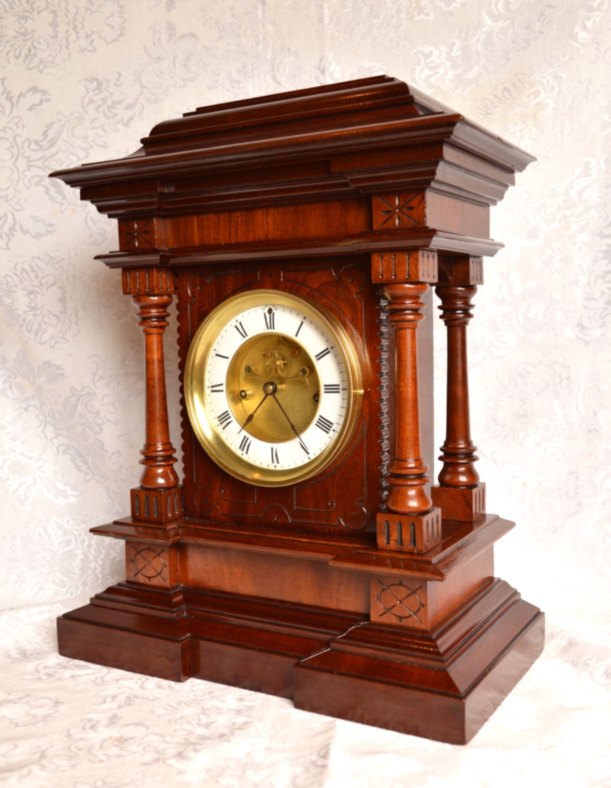 RARE ANTIQUE WELCH 'NORMA' ROSEWOOD OPEN ESCAPEMENT CLOCK. RESTORED, SERVICED