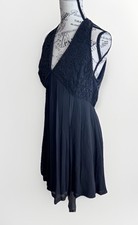 Vintage 90s Carmen Marc Valvo Black Mini Silk Beaded Pleated Babydoll Dress 4