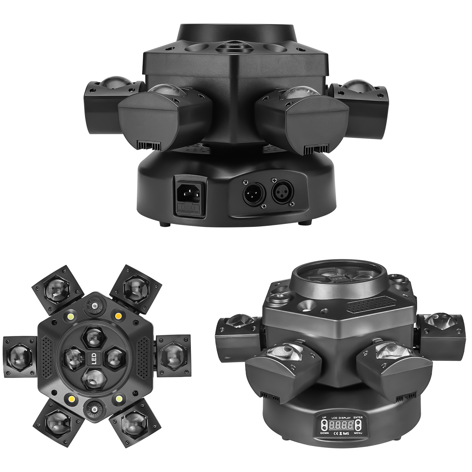 6 Arms Bee Eye Laser Stage Lighting DMX LED RGBW Beam Moving Head Light DJ Disco