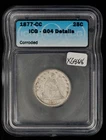 1877-CC 25c Seated Liberty Silver Quarter Carson City - ICG G 4 Dets - X6868