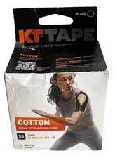 KT TAPE Precut Elastic Kinesiology Tape - Black ~ 20 2" x 10" Strips
