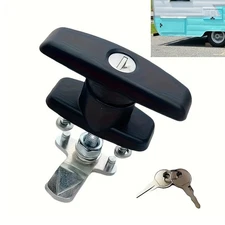 1PC RV T-Handle Door Lock Latch & 2Keys T-Handle Lock For Trailers Cabinet Door