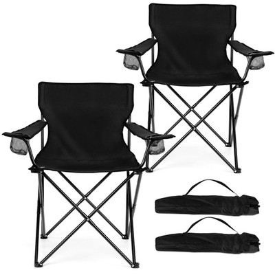 HaSteeL Foldable Camping Chair Set of 2, 22.5 x 18.1 x 35.4 inches, Black 