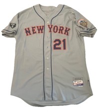 Lucas Duda 2012 Game Worn Used NY Mets Jersey - Gary Carter & 50th Patch - MLB