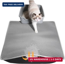 Cat Litter Mat 24"x15", Double Layer Waterproof Litterbox Mat, Gray