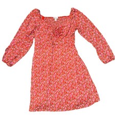 Bar III Boho Floral Dress M Puffy Sleeves Peasant  Multicolor