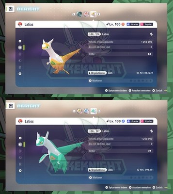 Latias & Latios Shiny/ non shiny Item Max. EV 3IV/ DV Pokemon ZA Legenden: Z-A