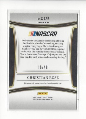 2024 Panini Select - Signatures Christian Rose #S-CRE Purple Prizm