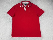 Tommy Hilfiger Polo Shirt Men Extra Large Red Custom Fit 100 Cotton Golf READ