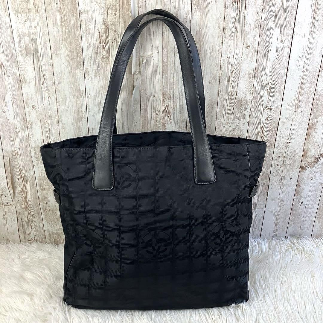 CHANEL Coco Mark Tote Bag in Nylon Leather Jacquard Calfskin Black GM Travel Line