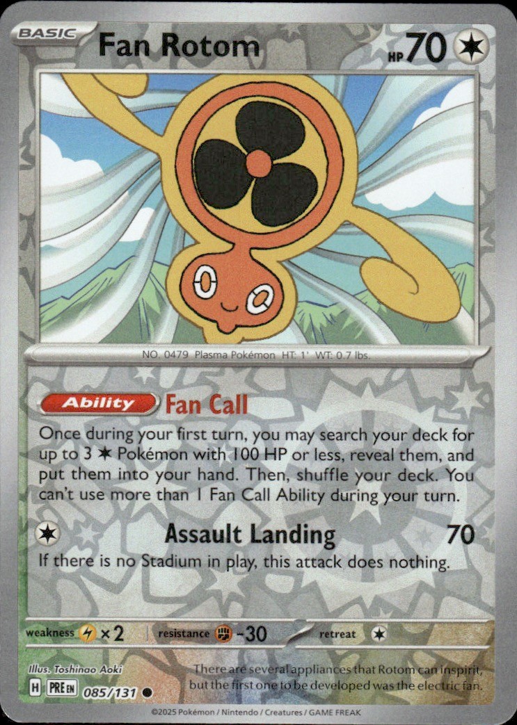 Fan Rotom 085/131 Common SV: Prismatic Evolutions Pokemon Reverse Holo Near Mint