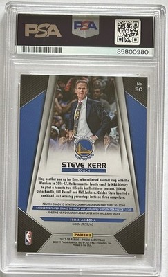Steve Kerr Signed 2017-18 Panini Prizm #50 PSA/DNA Autograph Slab