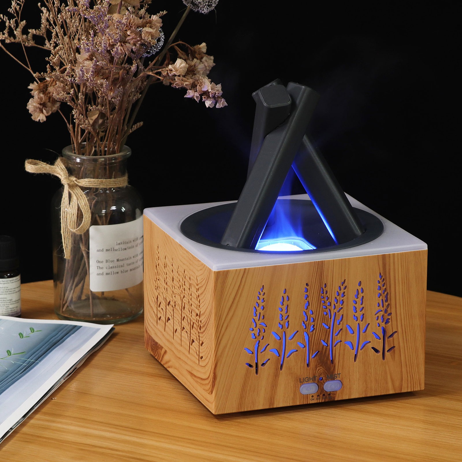 Campfire Flame Fire Diffuser Humidifier Quiet Bonfire Aromatherapy Essential Oil