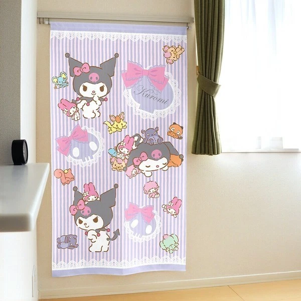HECHO en JAPÓN Sanrio Kuromi Kawaii Puerta Cortina Tapiz Decoración Habitación Púrpura Foto 4 de 4