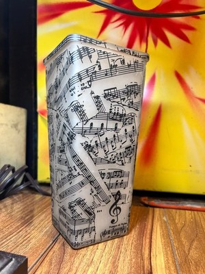 Vintage Glass Vase with Musical Note Design