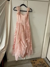 Vintage Gunne Sax By Jessica Mcclintock 80  s Pink Satin Lace Dress Size 5