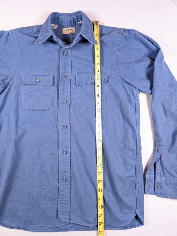 Camisa vintage LL Bean Kids gamuza tela LS abotonada talla 18 azul franela EE. UU. Foto 3 de 4