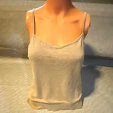 Banana Republic Women s M Beige Solid Knit Cotton Cami Tank Stretch