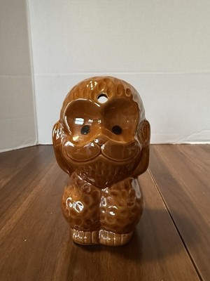 Monkey Tiki Cocktail Mug Daewoo Made China Brown Ceramic Hear No Evil Barware
