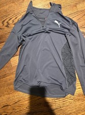 Youth PUMA Quarter Zip Large Gray Pullover