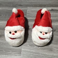 Santa Claus Slip-On Faux Fur Slippers Pom Pom Red/White Women  s 9.5-10.5