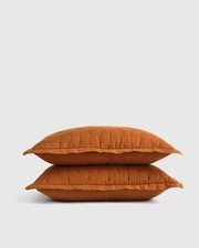 New Quince 100 European Linen Dream King Pillowcase Sham Set Terracotta