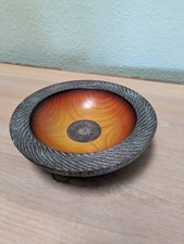 gedrechselte Holzschale Ahorn gebeizt strukturiert Durchmesser 16,5cm&5cm hoch