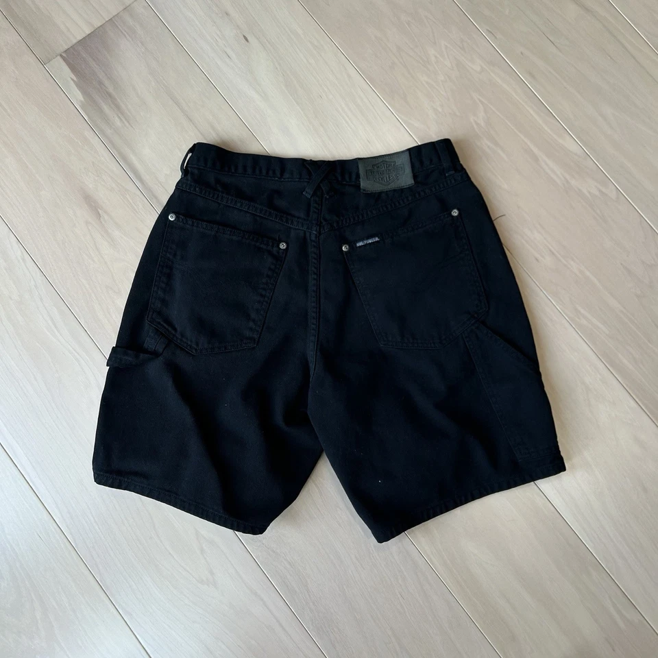 Vintage Harley Davidson Denim Black Jean Shorts USA Made 8” Inseam Men’s 30” - Image 2 of 4