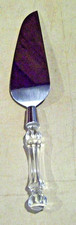 Vintage Fostoria Stainless Steel Cake Server w Clear Lead Crystal Glass Handle
