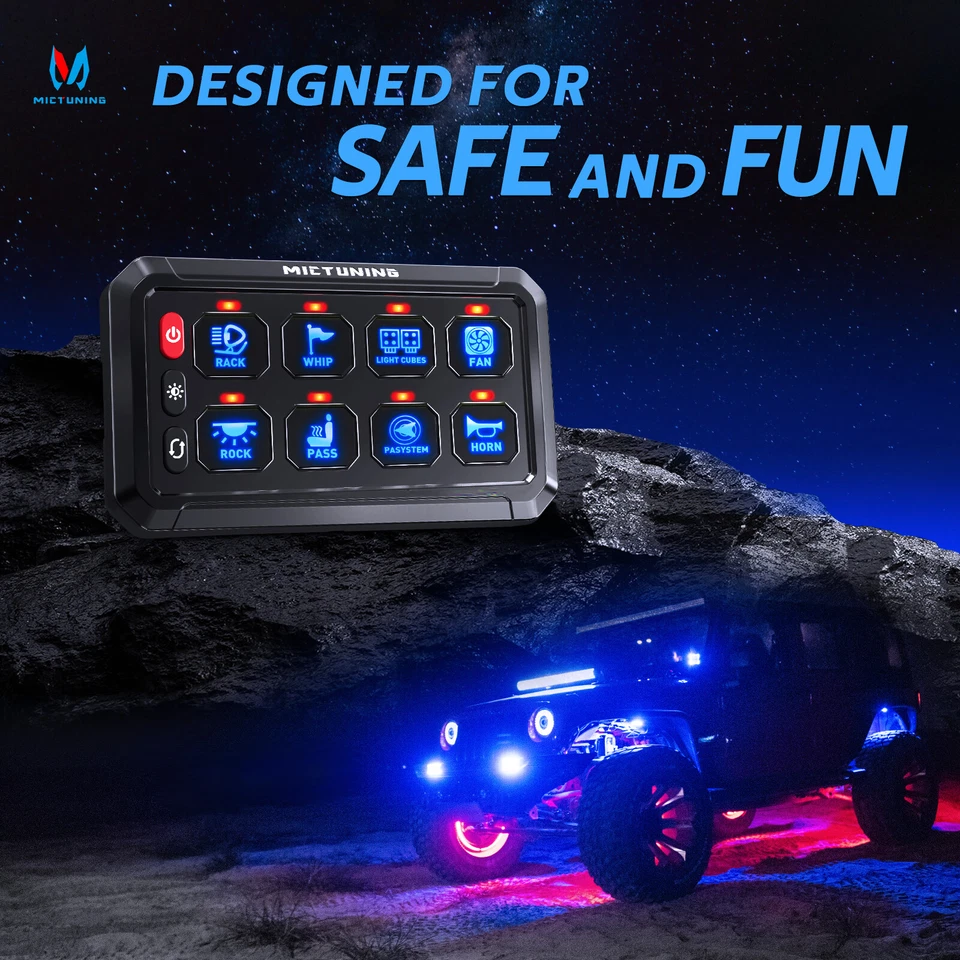 Panel Interruptor Universal 8 Velocidades Encendido-Apagado LED Panel Interruptor Coche Control de Circuito Azul Foto 3 de 4