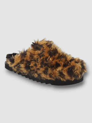$575 Palm Angels Men's Brown Faux Fur Mule Slip-On Shoes Size EU 40/US 7