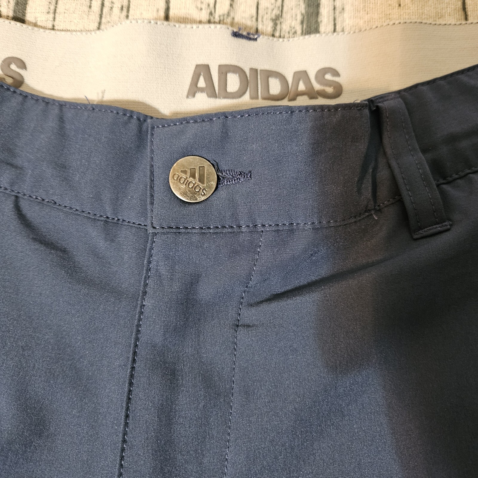 Adidas Go To Golf Shorts Men 38w Blue 5 Pocket Chino Flat Front Stretch 10 In