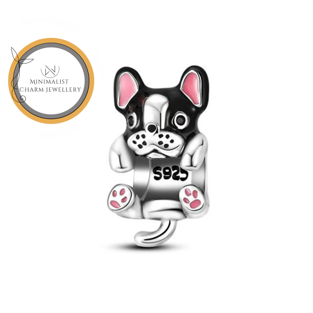 Silver Hanging Dog Charm Pet Jewelry Gift for Women  