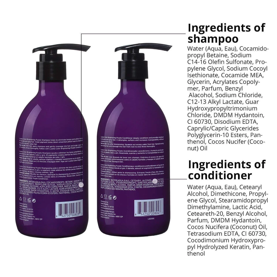 Luseta Color Brightening Purple Shampoo & Conditioner Set for Blonde & Gray Hair - Image 3 of 3