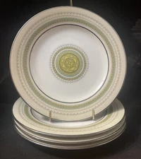 4 Vintage Noritake Waltz 2027 Design Green/Yellow/Gray 6 1/4” Bread Plates