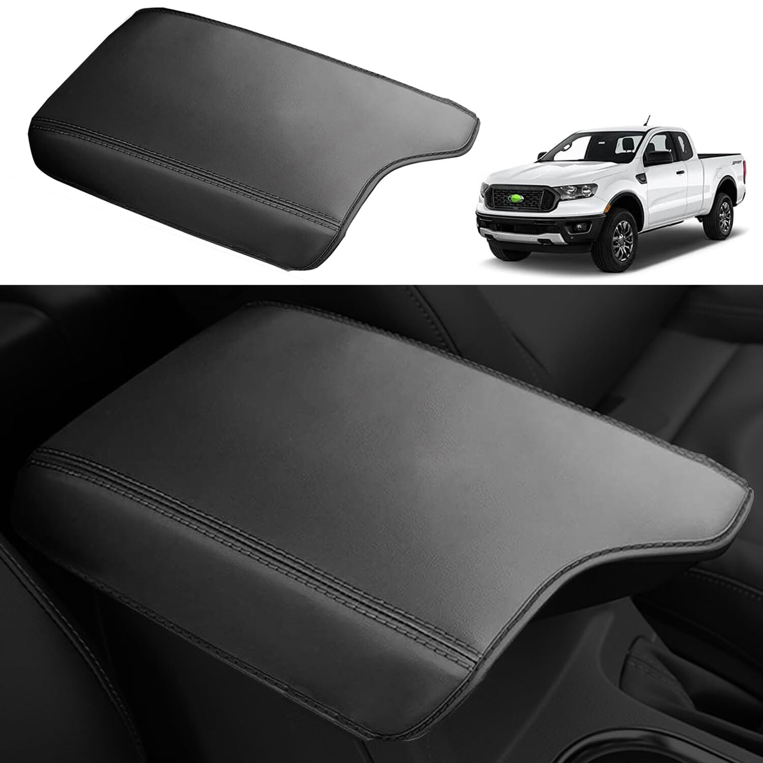 Leather For 2019-2023 Ford Ranger Center Console Lid Armrest Cover Protector