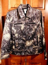 Chico Size 2 Dark Gray / Gold / Silver Multi Color Blazer / Jacket RN79984