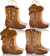 12Pcs Cowboy Boots Paper Bags Western Theme Party Decorations Favors Wild West K